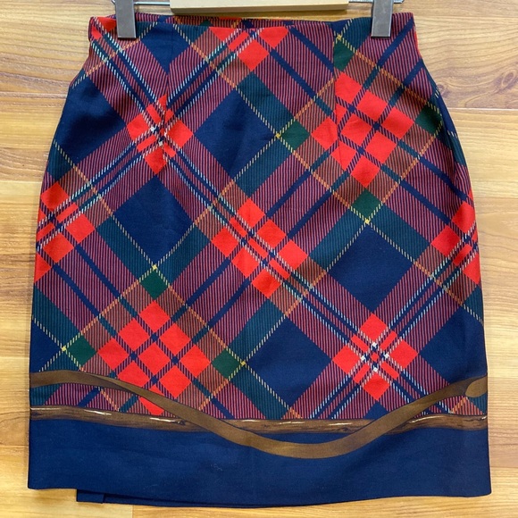 VTG 1980 RALPH LAUREN USA ‘Royal Stag’ Deer Wool Red Tartan Plaid Wrap Skirt | 8 - Picture 4 of 6